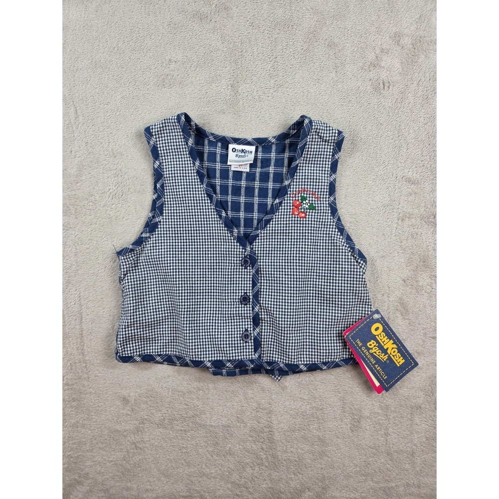 Vibtage OshKosh Vest Size 3T Gingham Check USA Button Up